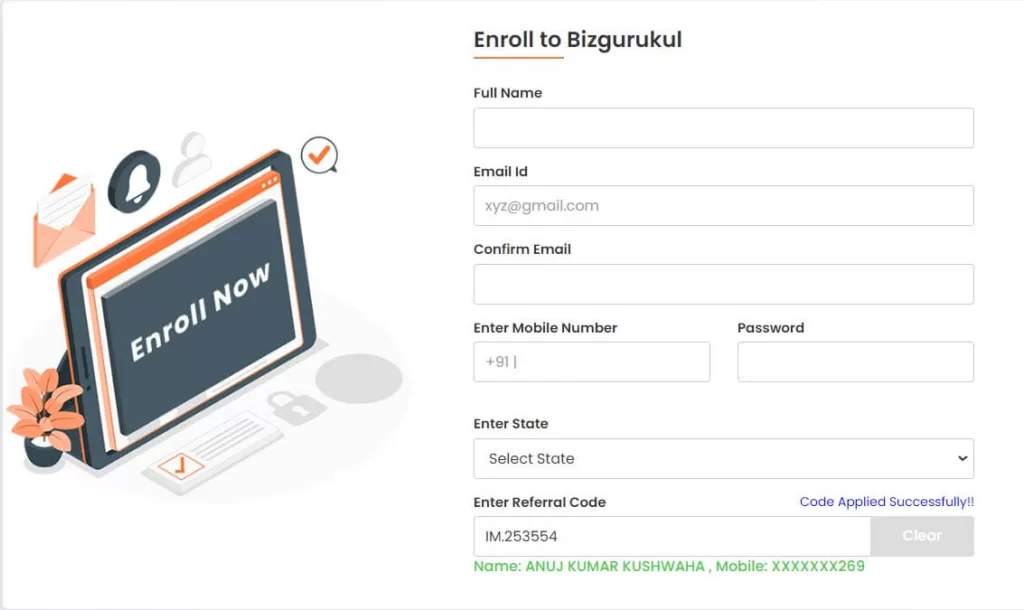 This is a login page of  Bizgurukul 